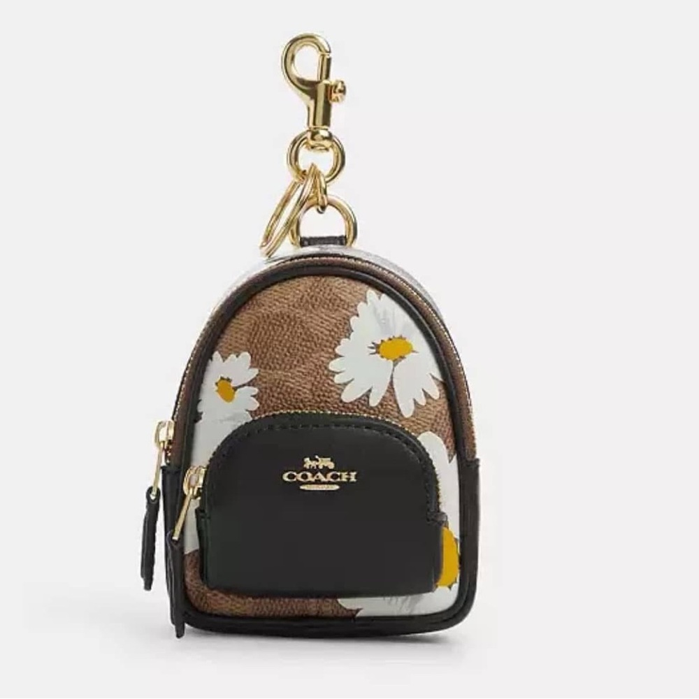 Coach Mini Court Backpack Bag Charm With Floral Print